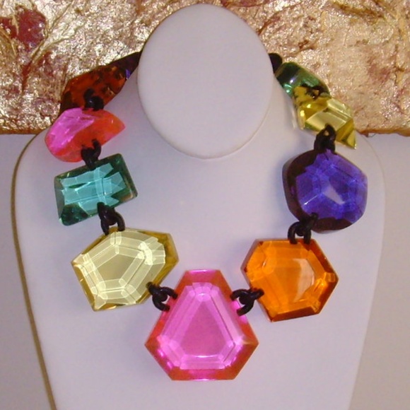 MONIES Gerda Lynggaard Vibrant Multi-Colored Lucite Necklace - Picture 1 of 16